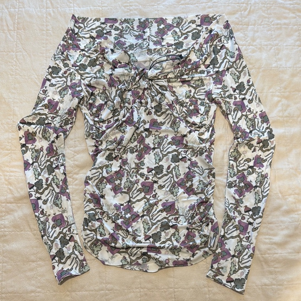 NWT Isabel Marant Jiler Top, White Floral Print Women's Top